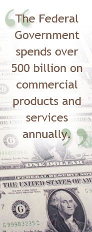 The federal government spends over 500b on commercial products and services annually.